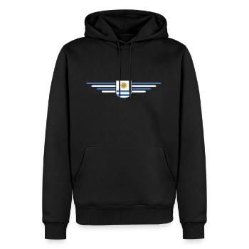Uruguay T-Shirt – Perfekt für Fans - Männer Premium Bio Hoodie - Schwarz - Vorne - Nico (187cm)