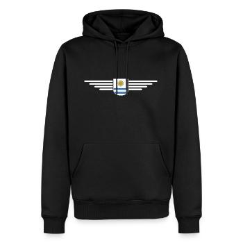 Uruguay T-Shirt – Perfekt für Fans - Männer Premium Bio Hoodie - Schwarz - Vorne - Nico (187cm)