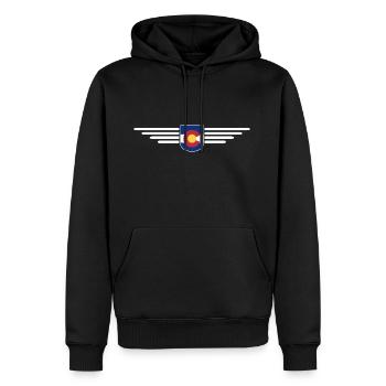 T-shirt Colorado Fan – Montagnes et aventure - Sweat à capuche Premium bio Homme - noir - Devant - Nico (187cm)