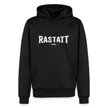 Rastatt Original - Männer Premium Bio Hoodie - Schwarz - Vorne - Nico (187cm)