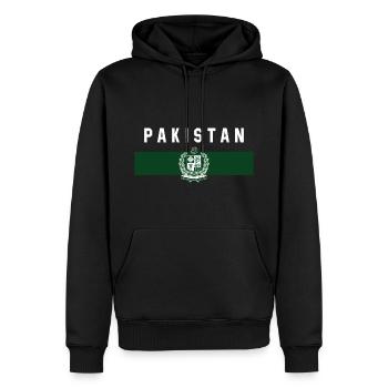 Pakistan - drapeau et armoiries - Sweat à capuche Premium bio Homme - noir - Devant - Nico (187cm)