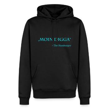 Moin Digga the Hamburger - Männer Premium Bio Hoodie - Schwarz - Vorne - Nico (187cm)