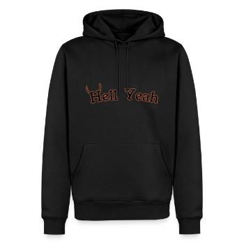 Hell Yeah - Männer Premium Bio Hoodie - Schwarz - Vorne - Nico (187cm)