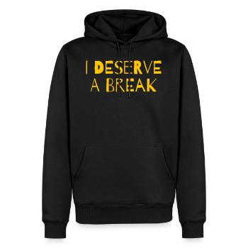 I deserve a break - Men’s Premium Organic Hoodie - black - Front - Nico (187cm)