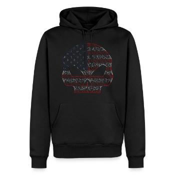 Skull USA - Männer Premium Bio Hoodie - Schwarz - Vorne - Nico (187cm)