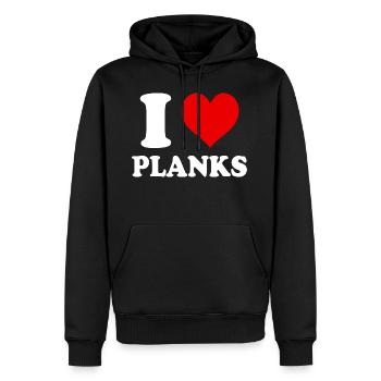 Ich liebe Planken, Herz, Lustig, Witzig - Männer Premium Bio Hoodie - Schwarz - Vorne - Nico (187cm)