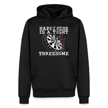 Happiness is a Tight Threesome Spirity Darts - Men’s Premium Organic Hoodie - black - Front - Nico (187cm)