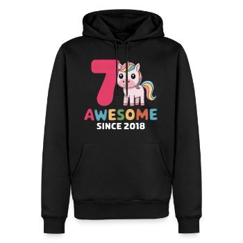 7. Geburtstag - Awesome Since 2018 - Männer Premium Bio Hoodie - Schwarz - Vorne - Nico (187cm)
