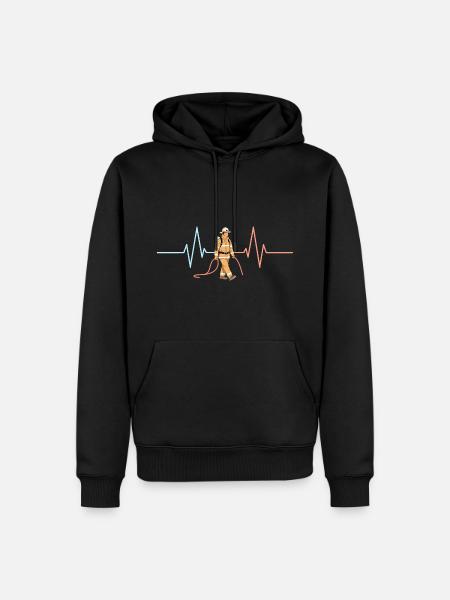 Firefighter heartbeat fire brigade sayings - Men’s Premium Organic Hoodie - black