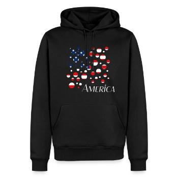 America - Männer Premium Bio Hoodie - Schwarz - Vorne - Nico (187cm)