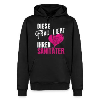 Diese Frau liebt ihren Sanitäter - Männer Premium Bio Hoodie - Schwarz - Vorne - Nico (187cm)