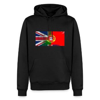 British Portuguese Half Portugal Half UK Flag - Men’s Premium Organic Hoodie - black - Front - Nico (187cm)