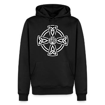 Croix Celtique - Sweat à capuche Premium bio Homme - noir - Devant - Nico (187cm)