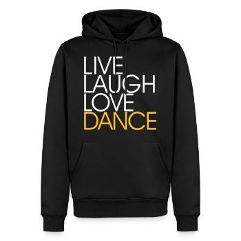 LIVE LAUGH LOVE DANCE - Dance Fashion - Männer Premium Bio Hoodie - Schwarz - Vorne - Nico (187cm)