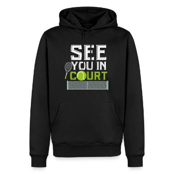 See You in Court Tennis Sport Ballsport gazon sable - Sweat à capuche Premium bio Homme - noir - Devant - Nico (187cm)