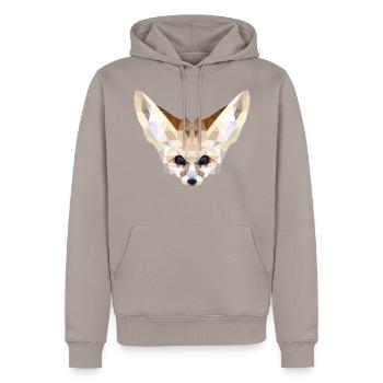 Fennec low poly - Männer Premium Bio Hoodie - Taupe - Vorne - Nico (187cm)