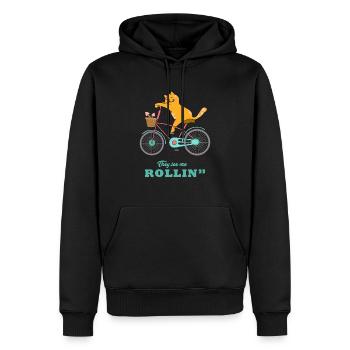 Lustige Katze - Männer Premium Bio Hoodie - Schwarz - Vorne - Nico (187cm)