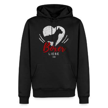 Boxer Liebe mit Herz - Männer Premium Bio Hoodie - Schwarz - Vorne - Nico (187cm)