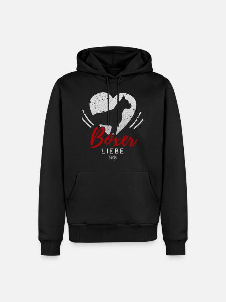 Boxer Liebe mit Herz - Männer Premium Bio Hoodie - Schwarz