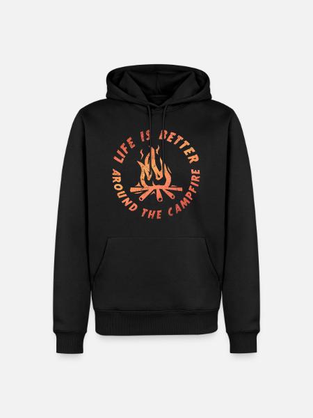Camping extérieur feu de camp nature - Sweat à capuche Premium bio Homme - noir