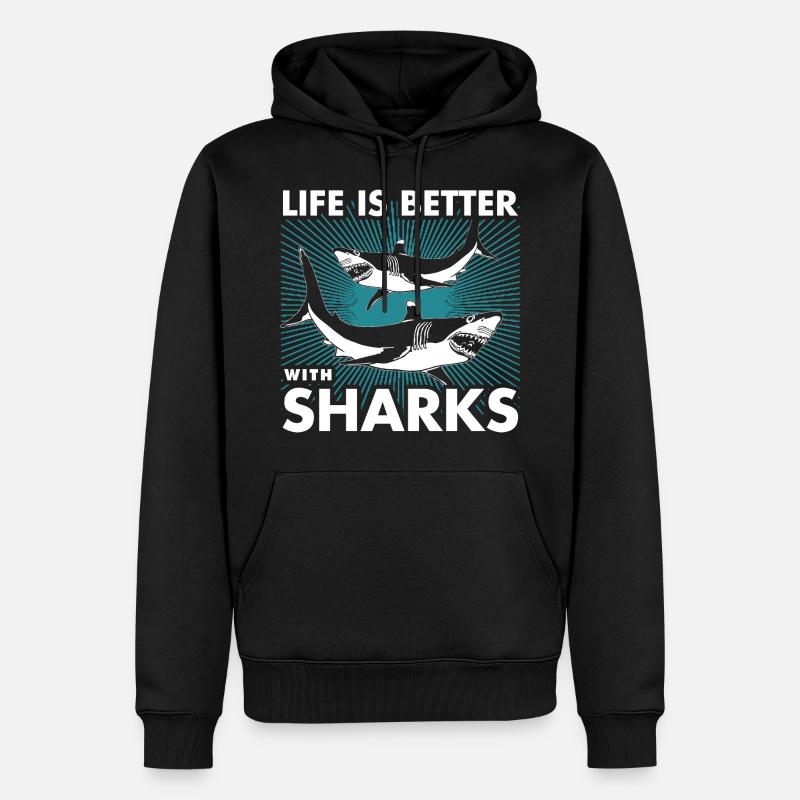 Requins - Sweat à capuche Premium bio Homme - noir