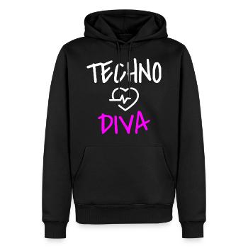 Techno Love Techno Passion - Sweat à capuche Premium bio Homme - noir - Devant - Nico (187cm)