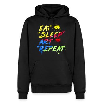 Art aquarelle manger sommeil art répéter - Sweat à capuche Premium bio Homme - noir - Devant - Nico (187cm)