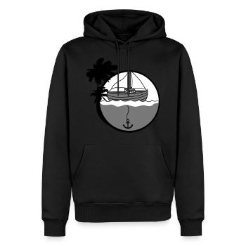 island holiday palm trees anchored anchor throw park b - Men’s Premium Organic Hoodie - black - Front - Nico (187cm)