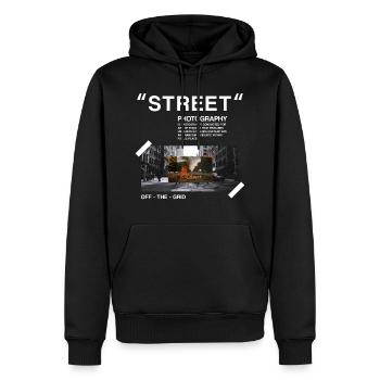 Street Photography - Sweat à capuche Premium bio Homme - noir - Devant - Nico (187cm)