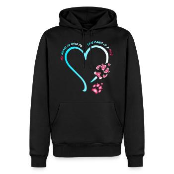My heart is held by the paws of a dog - Men’s Premium Organic Hoodie - black - Front - Nico (187cm)