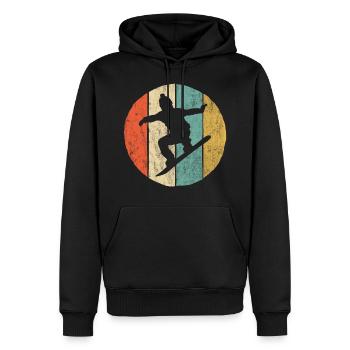 Cadeau d'amusement rétro Vintage Snowboarder Sports d'hiver - Sweat à capuche Premium bio Homme - noir - Devant - Nico (187cm)