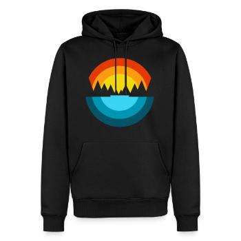 Soleil Montagnes Mer Fjord I Souvenir cadeau - Sweat à capuche Premium bio Homme - noir - Devant - Nico (187cm)