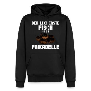 Der leckerste Fisch ist die Frikadelle und Bulette - Männer Premium Bio Hoodie - Schwarz - Vorne - Nico (187cm)