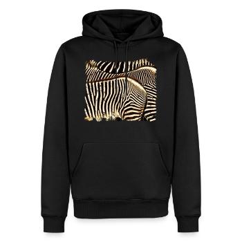 Zebra mit weißen oder schwarzen Streifen? - Männer Premium Bio Hoodie - Schwarz - Vorne - Nico (187cm)