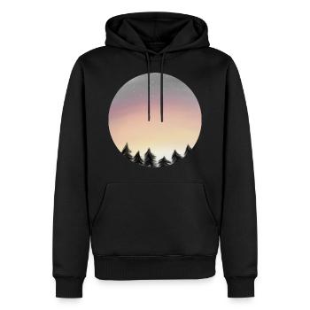 Forêt de lever de soleil - Sweat à capuche Premium bio Homme - noir - Devant - Nico (187cm)
