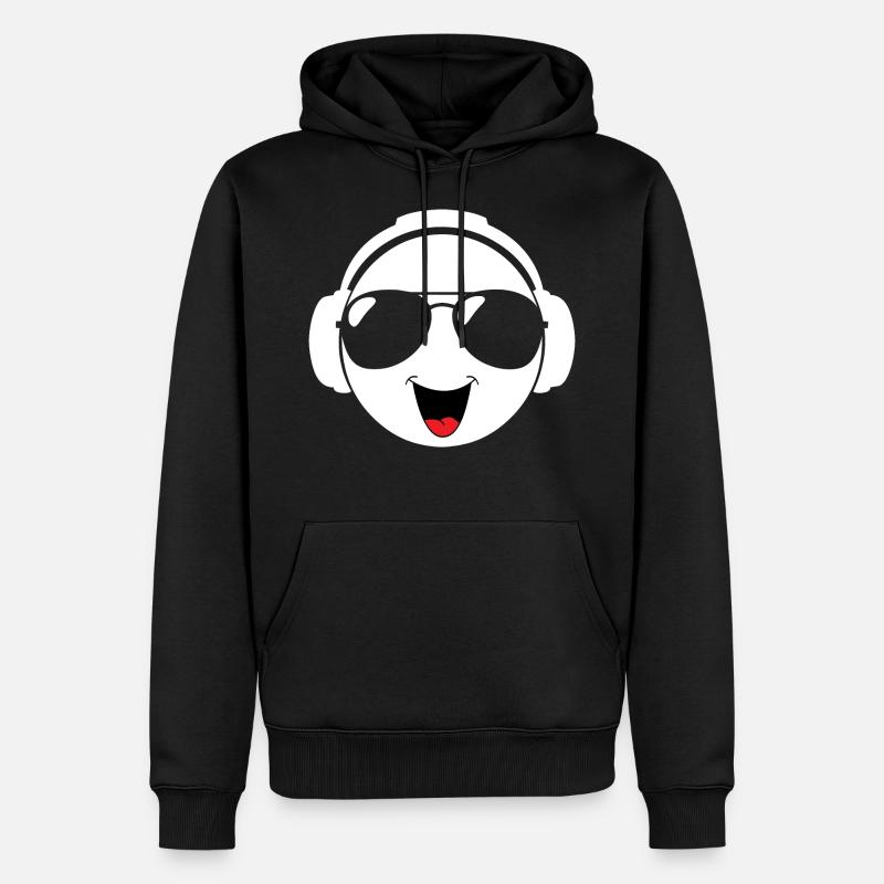 Techno lachender Kopf - Männer Premium Bio Hoodie - Schwarz