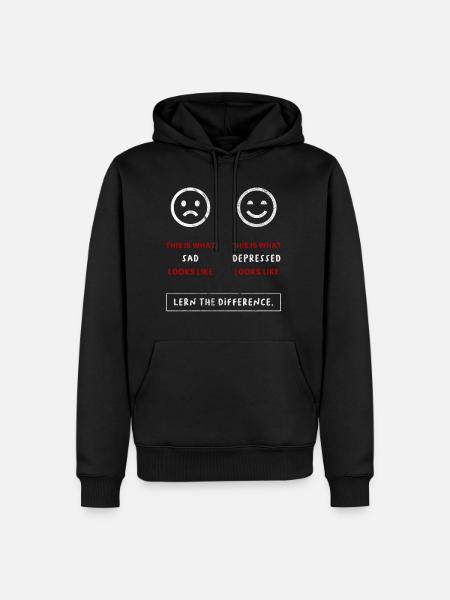 Depression - Sad vs. Depressed - Men’s Premium Organic Hoodie - black