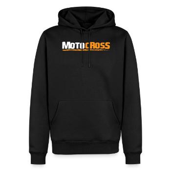 Motocross Orange/Weiß Schriftzug - Männer Premium Bio Hoodie - Schwarz - Vorne - Nico (187cm)