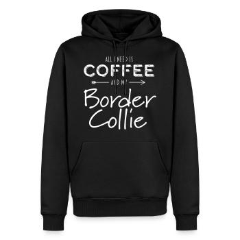 Border Collie und Kaffee - Männer Premium Bio Hoodie - Schwarz - Vorne - Nico (187cm)