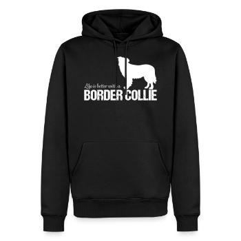 Border Collie Hund Geschenkidee - Männer Premium Bio Hoodie - Schwarz - Vorne - Nico (187cm)
