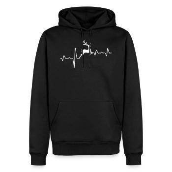 Herzschlag Rentier, Heartbeat Rudolf, Weihnachten - Männer Premium Bio Hoodie - Schwarz - Vorne - Nico (187cm)