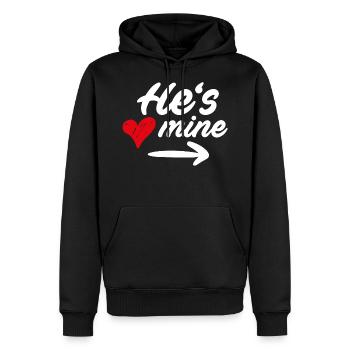 He's mine / Er ist meiner - COUPLE DESIGN - Männer Premium Bio Hoodie - Schwarz - Vorne - Nico (187cm)