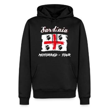 Sardinien Flagge Motorrad Tour Geschenk - Männer Premium Bio Hoodie - Schwarz - Vorne - Nico (187cm)