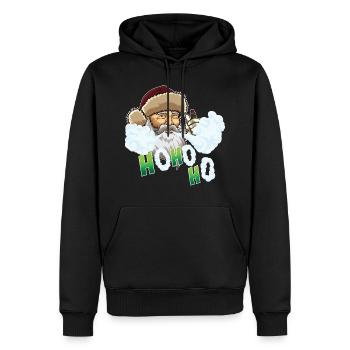 Vape Père Noël - Vape Santa Claus - Sweat à capuche Premium bio Homme - noir - Devant - Nico (187cm)