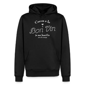 Comme le bon vin - Sweat à capuche Premium bio Homme - noir - Devant - Nico (187cm)
