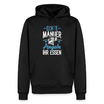 Angler Fischer Echte Männer angeln ihr Essen - Männer Premium Bio Hoodie - Schwarz - Vorne - Nico (187cm)
