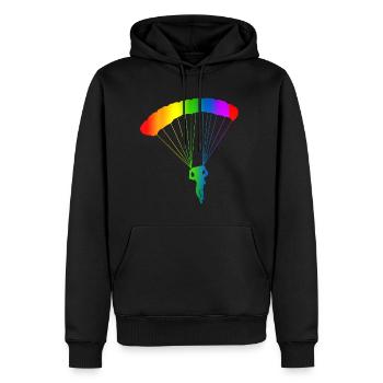 Bunter Fallschirm Regenbogen - Männer Premium Bio Hoodie - Schwarz - Vorne - Nico (187cm)