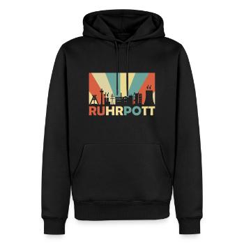 Ruhrpott Ruhrgebiet NRW Skyline Retro Vintage - Männer Premium Bio Hoodie - Schwarz - Vorne - Nico (187cm)