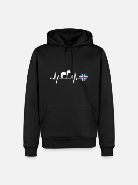 Islandpferd Isländer Pferd Pony Herzschlag - Männer Premium Bio Hoodie - Schwarz