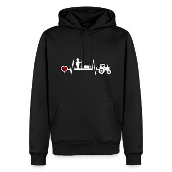 Landwirt Schweine Ferkel Herzschlag für Bauern - Männer Premium Bio Hoodie - Schwarz - Vorne - Nico (187cm)